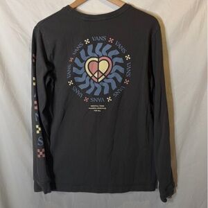 Vans Womens La Paz Peace Heart Hippie Long Sleeve T-Shirt Black Size Medium